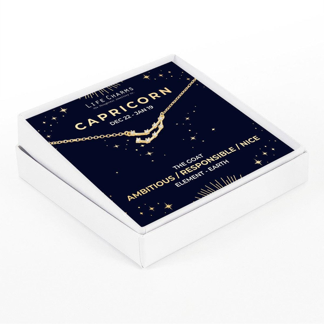 Capricorn Gold Zodiac Constellation Necklace