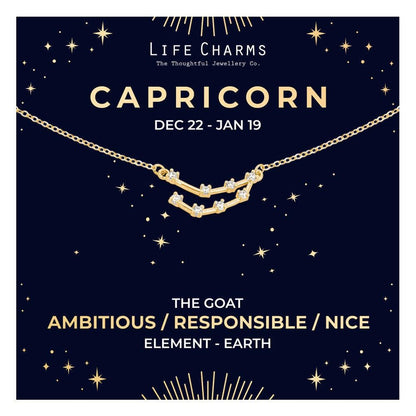 Capricorn Gold Zodiac Constellation Necklace