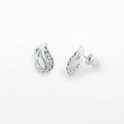 Diamond silver drop stud earrings