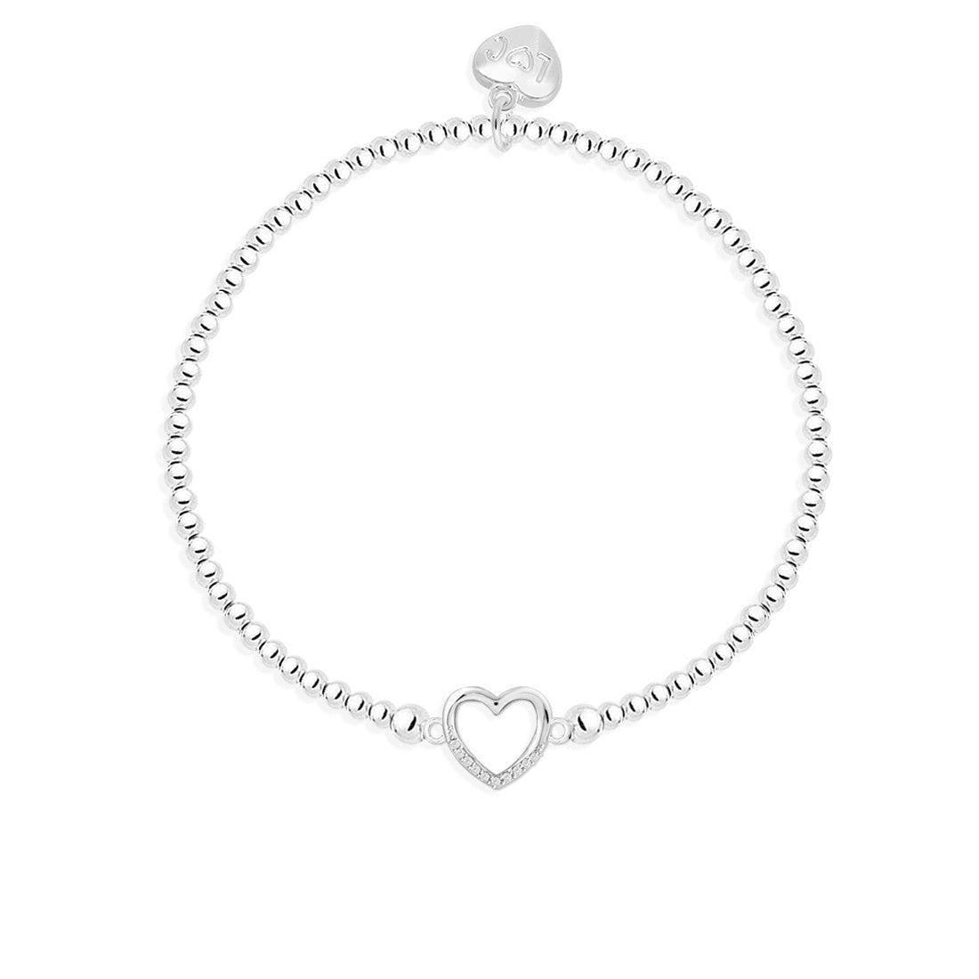 Open crystal heart bracelet in silver