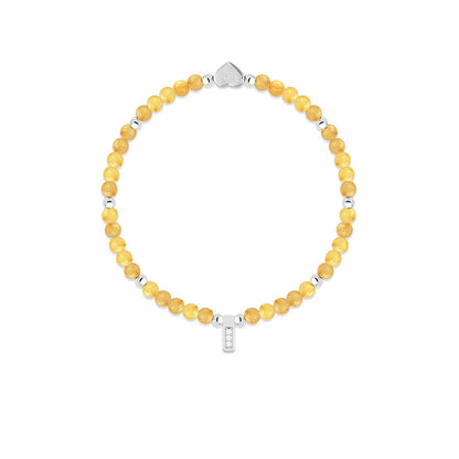 Citrine &amp; silver beads healing crystals bracelet